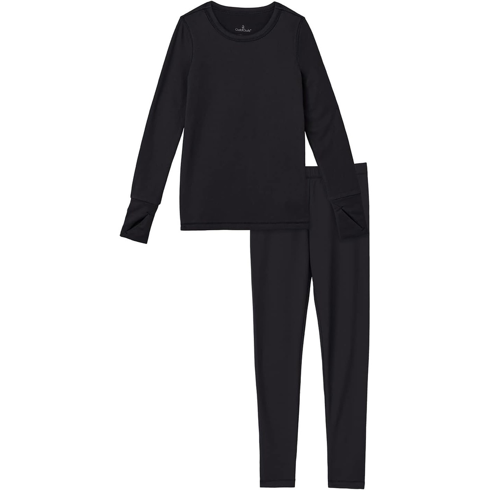 image:imageCuddl Duds Heavyweight 2 Piece Sets Base Layer Thermal Underwear for GirlsBlack