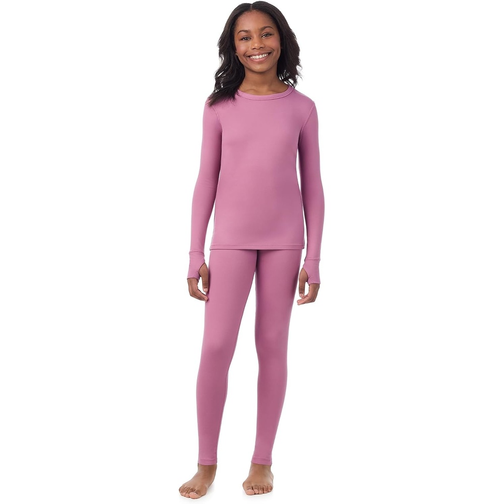 image:imageCuddl Duds Heavyweight 2 Piece Sets Base Layer Thermal Underwear for GirlsMuave