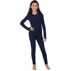 Cuddl Duds Heavyweight 2 Piece Sets Base Layer Thermal Underwear for Girls(Peacoat Navy)