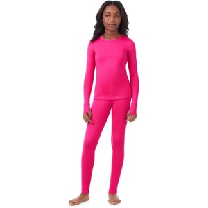 Cuddl Duds Heavyweight 2 Piece Sets Base Layer Thermal Underwear for Girls(Hot Pink)