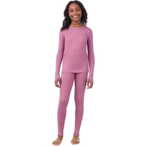 Cuddl Duds Heavyweight 2 Piece Sets Base Layer Thermal Underwear for Girls(Muave)