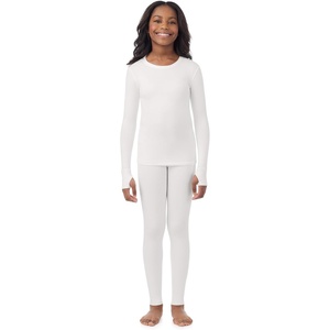 Cuddl Duds Heavyweight 2 Piece Sets Base Layer Thermal Underwear for Girls(Off-white)