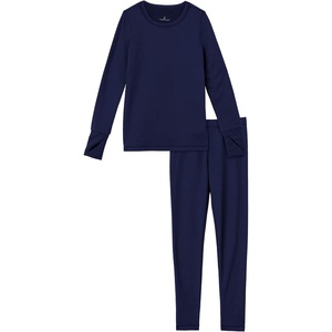 Cuddl Duds Heavyweight 2 Piece Sets Base Layer Thermal Underwear for Girls(Peacoat Navy)